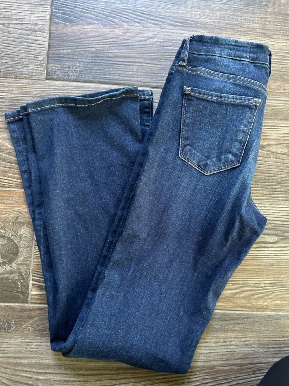 Bridge By Gly Buckle Jeans Dark Blue Mid Rise Flare Bootcut — Classic Stretch